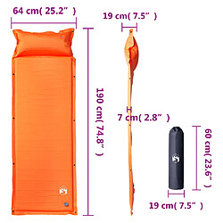 Acheter vidaXL Matelas de camping autogonflant avec oreiller 1 personne orange