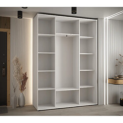 Avis Abiks Meble Armoire à portes coulissantes Davos 1 235.2 x 160 x 45 3 portes coulissante (Blanc/Noir/Argent)