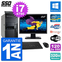 PC Tour Lenovo M93p Ecran 22" Intel i7-4790 RAM 32Go SSD 120Go Windows 10 Wifi - Occasion