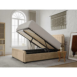 Avis Vente-Unique Lit coffre 160 x 200 cm - Tissu - Beige - SERENA II