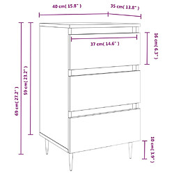 vidaXL Tables de chevet 2 pcs chêne marron 40x35x69 cm bois ingénierie pas cher