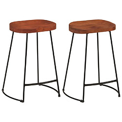 vidaXL Tabourets de bar Gavin lot de 2 45x40x63cm bois massif manguier