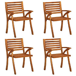 Maison Chic Lot de 4 Chaises de jardin,Fauteuil d'extérieur avec coussins Bois de teck solide -MN14387