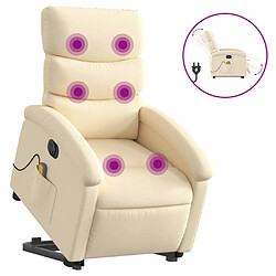 Maison Chic Fauteuil Relax pour salon, Fauteuil inclinable de massage électrique Crème Tissu -GKD15742