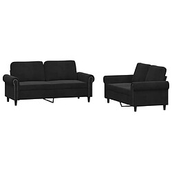 vidaXL Ensemble de canapés 2 pcs avec coussins Noir Velours