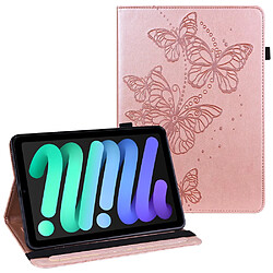 Etui en PU motif papillon avec support et porte-cartes or rose pour votre Apple iPad Mini/2/3/4/mini (2019) 7.9 pouces