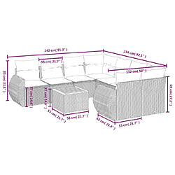 Avis Maison Chic Ensemble Tables et chaises d'extérieur 9 pcs avec coussins,Salon de jardin gris résine tressée -GKD205063