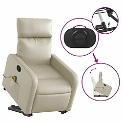 Maison Chic Fauteuil Relax pour salon, Fauteuil inclinable de massage Crème Similicuir -GKD93161 pas cher