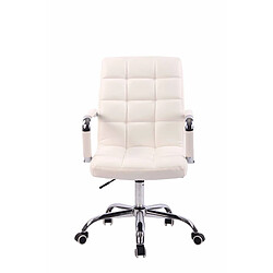 Decoshop26 Fauteuil de bureau sur roulettes hauteur réglable pivotant accoudoirs en PVC blanc 10_0002458