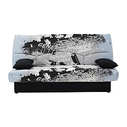 Clic clac 3 places DREAM - Tissu 100% Coton imprimé Parkour gris - Couchage 125x190 cm - L190 x P92 x H96 cm