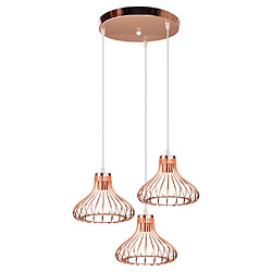 Stoex Métal Suspension Cage Industriel Vintage Métal Retro Antique Lustre Abat-Jour Luminaire Cage Edison Culot E27 Plafonnier Luminaire,Or rose 