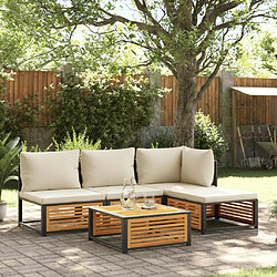 vidaXL Salon de jardin avec coussins 5 pcs Bois d'acacia solide 