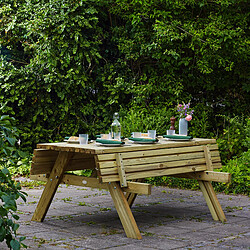 Acheter AXI | Julie Table de Pique Nique en Bois Classic 177 x 154 cm | Couleur Naturelle, Bois d'Epicéa | Table Picnic 6 personnes | Table de Pique Nique au Design Classique, Bancs Intégrés et Pliables