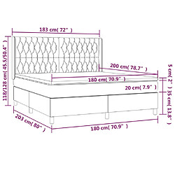 vidaXL Sommier à lattes de lit avec matelas Gris foncé 180x200cm Tissu pas cher