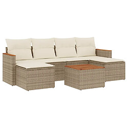 Maison Chic Salon de jardin avec coussins 7 pcs, Ensemble Tables et chaises de jardin, beige résine tressée -GKD172608 