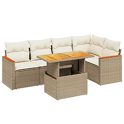 vidaXL Salon de jardin avec coussins 6 pcs beige résine tressée