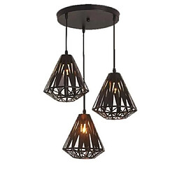 Stoex Suspension Industriel forme diamant lustre abat-jour luminaire E27 Noir 