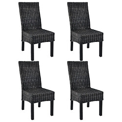 vidaXL Chaises à manger lot de 4 noir rotin Kubu et bois de manguier