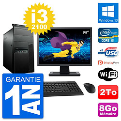 PC Tour Lenovo M91p Ecran 19" Intel i3-2100 RAM 8Go Disque 2To Windows 10 Wifi · Occasion 