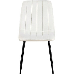 Decoshop26 Chaise de salle à manger x1 coutures décoratives verticales assise en tissu velours blanc crème pieds en métal noir 10_0002203