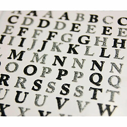 Youdoit 92 Autocollants - Alphabet - Noir & Argenté - Paillettes - 1,8 cm 