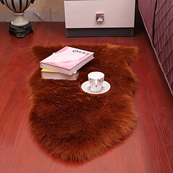 LUUCOZK Tapis moelleux en fausse fourrure, tapis à poils longs pour chambre à coucher et salon, rouge-marron-45x65 cm un tour