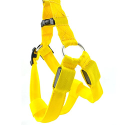 Wewoo Laisse pour chien en nylon de sangle de coffre de de chat de harnais à double face de lumière LEDtaille M jaune