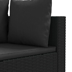 Acheter vidaXL Salon de jardin 3 pcs avec coussins noir résine tressée