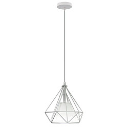 Stoex Lampes de Plafond Abat-Jour Lampe Suspension Lustre Cage en Fer Forme Diamant 20cm avec Douille Eclairage Style Industrielle?E27 Blanc