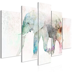 Decoshop26 Tableau toile de décoration murale impression premium en 5 parties sur châssis en bois motif Éléphant peint 100x50 cm 11_0015177