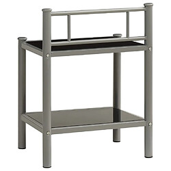 Acheter vidaXL Table de chevet Gris et noir 45x34,5x60,5 cm Métal et verre