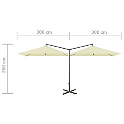 vidaXL Parasol de jardin double avec mât en acier Sable 600x300 cm pas cher