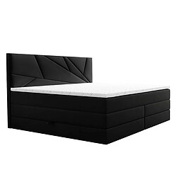 Acheter TRADA Lit adulte rembourré VERDE LUX 200x200 avec rangement et matelas ressorts ensachés en noir