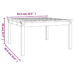 vidaXL Table de jardin marron miel 82,5x82,5x45 cm bois massif de pin pas cher