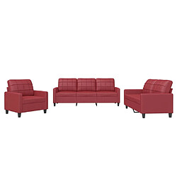 vidaXL Ensemble de canapés 3 pcs et coussins Rouge bordeaux Similicuir