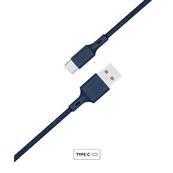 BIGBEN Câble Recyclable en coton Bleu USB A/USB C 2 m 3A Just green