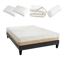 Bellecour Pack Leman Pack Prêt à dormir LEMAN 180x200 cm | Matelas Mousse hypersoft + Sommier + Accessoires