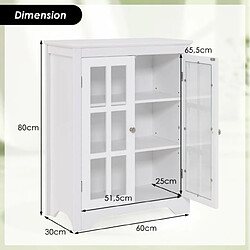 Avis Helloshop26 Armoire autoportante meuble de rangement autoportant 2 portes en verre etagères réglables organisateur de rangement moderne blanc 20_0007687