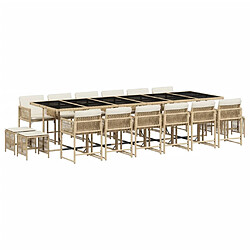 vidaXL Ensemble à manger de jardin et coussins 17 pcs beige