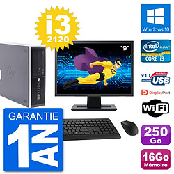 PC HP Compaq Pro 6300 SFF Ecran 19" Intel i3-2120 RAM 16Go 250Go Windows 10 Wifi · Occasion 