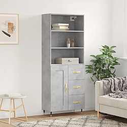 vidaXL Buffet haut Gris béton 69,5x34x180 cm Bois d'ingénierie