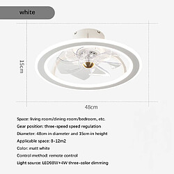 Universal Ventilateur de plafond de 48 cm pour chambre à coucher, 220 pieds à trois vitesses, chambre d'enfants moderne, salon, salle à manger avec ventilateur, blanc