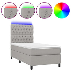 vidaXL Sommier à lattes de lit et matelas et LED Gris clair 100x200 cm