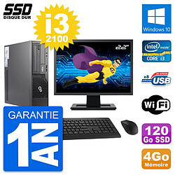 PC Fujitsu E500 E85+ DT Ecran 22" i3-2100 RAM 4Go SSD 120Go Windows 10 Wifi - Occasion