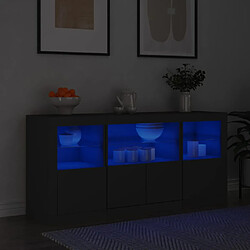 vidaXL Buffet avec lumières LED noir 142,5x37x67 cm