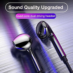 GUPBOO Quad Core 3.5mm Filaire Casque Sport Casque Basse Téléphone Mobile Filaire Stéréo Casque Mic Musical 