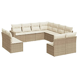 Maison Chic Salon de jardin 11 pcs avec coussins | Ensemble de Table et chaises | Mobilier d'Extérieur beige résine tressée -GKD43242