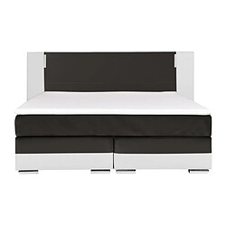 Vente-Unique Ensemble complet boxspring tête de lit avec leds + sommiers + matelas + surmatelas - 180 x 200 cm - Simili - Blanc et gris - ASTI de YSMÉE pas cher