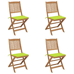 vidaXL Chaises pliables de jardin lot de 4 avec coussins Bois d'acacia