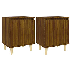 vidaXL Tables de chevet pieds en bois 2 pcs Chêne marron 40x30x50 cm